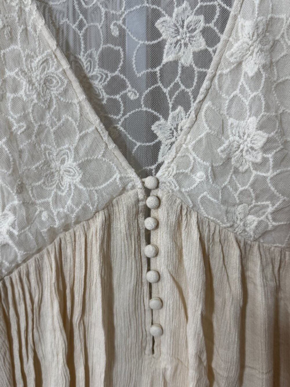 Illa Illa Ivory Lace Babydoll Mini Dress / Tunic M 8/10 Oversized - Picture 3 of 4